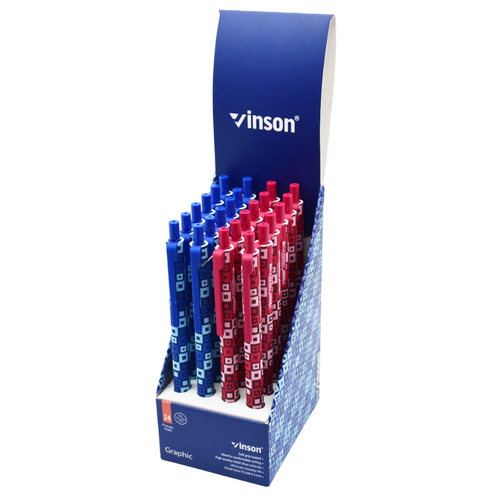 Golyóstoll nyomógombos 0,7mm Vinson Graphic F12 vegyes test displ 24 db/display - Image 2