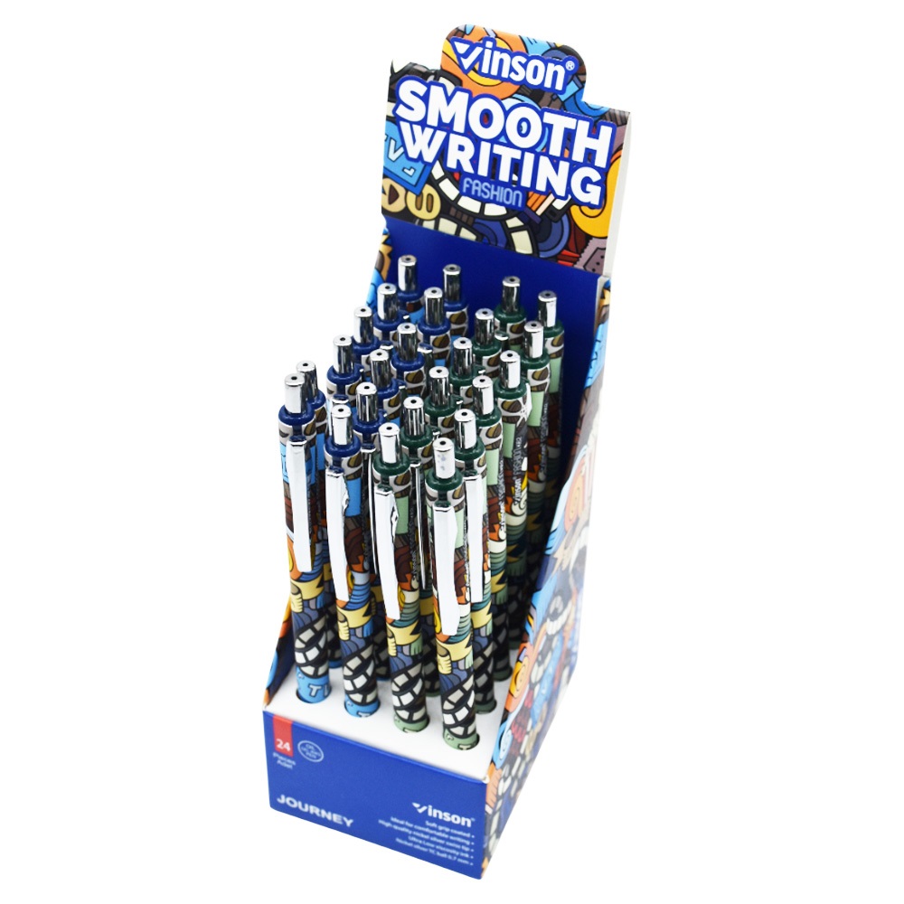 Golyóstoll nyomógombos 0,7mm Vinson Journey K62 vegyes test displ 24 db/display - Image 2