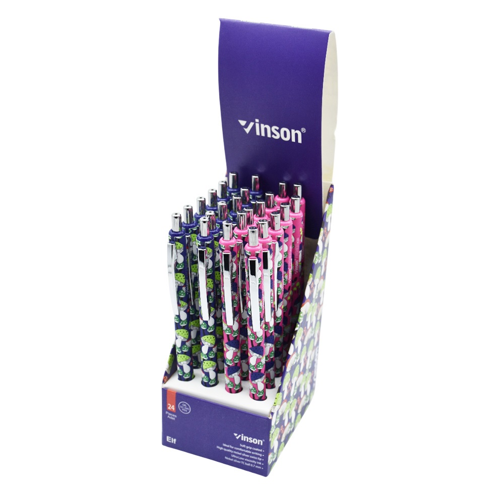 Golyóstoll nyomógombos 0,7mm Vinson Elf K30 vegyes test displ 24 db/display - Image 2