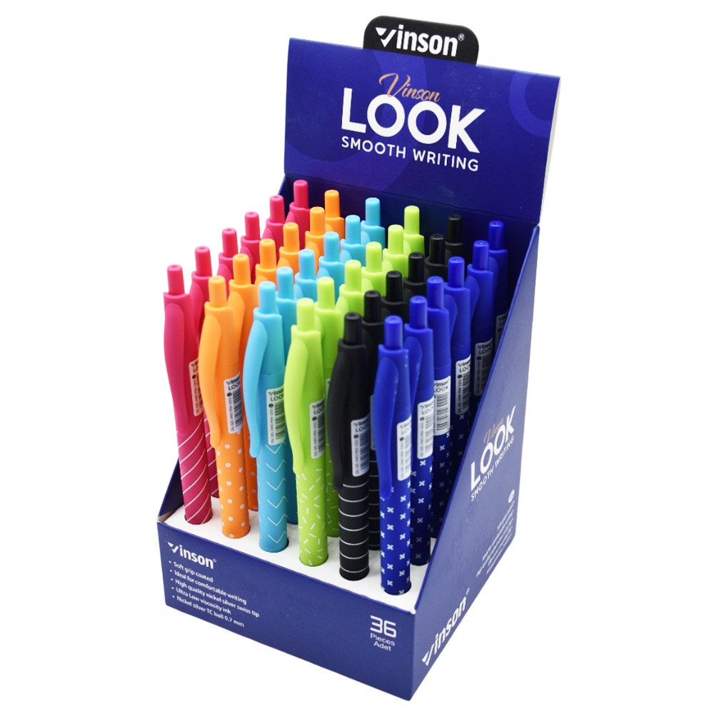 Golyóstoll nyomógombos 0,7mm Vinson Look 3202 vegyes test displ 36 db/display - Image 2