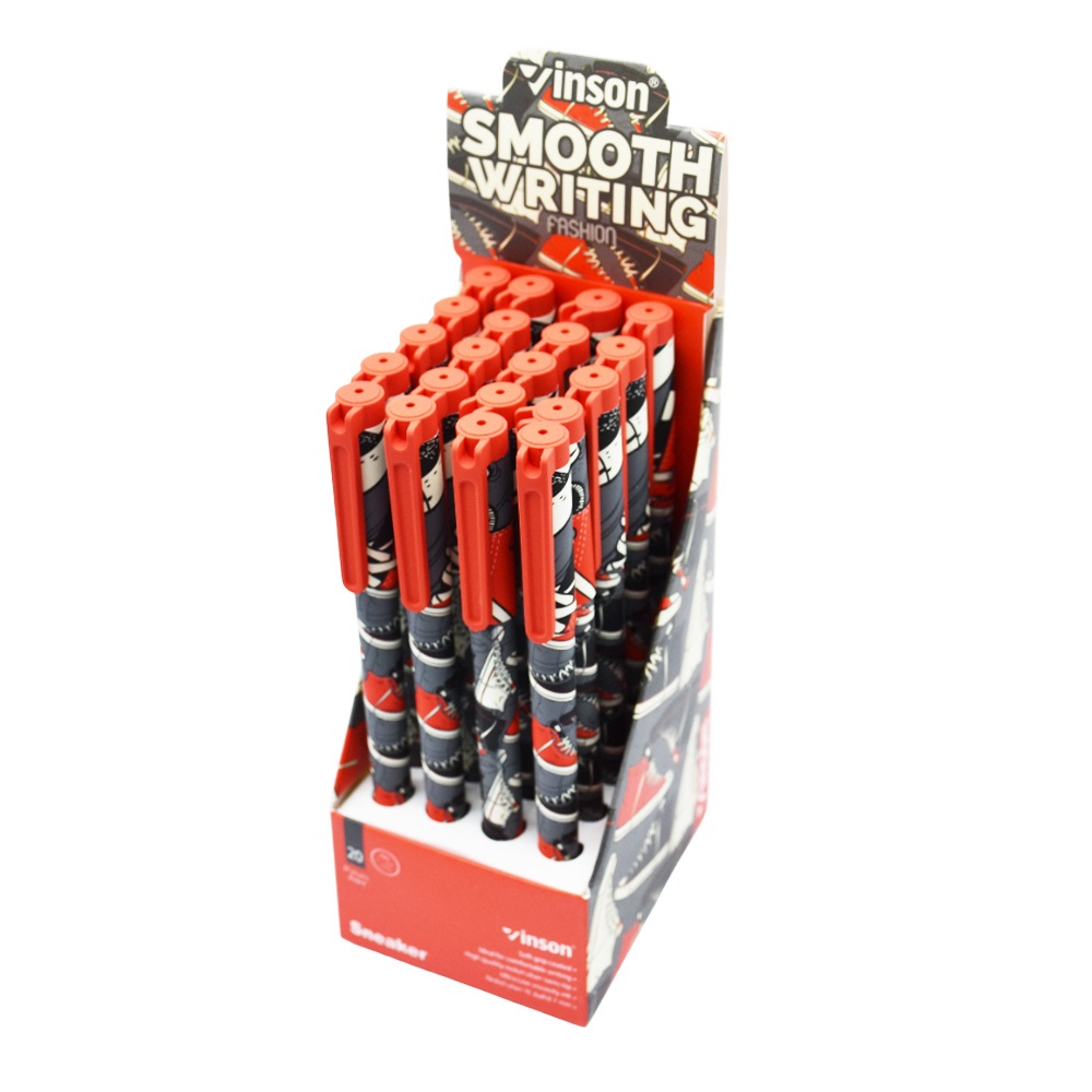 Golyóstoll kupakos, 0,7mm Vinson Sneaker A188 vegyes test displ 20 db/display - Image 2