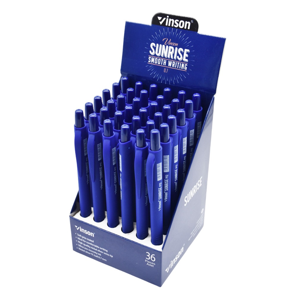 Golyóstoll nyomógombos 0,7mm Vinson Sunrise P12 kék test displ 36 db/display - Image 2