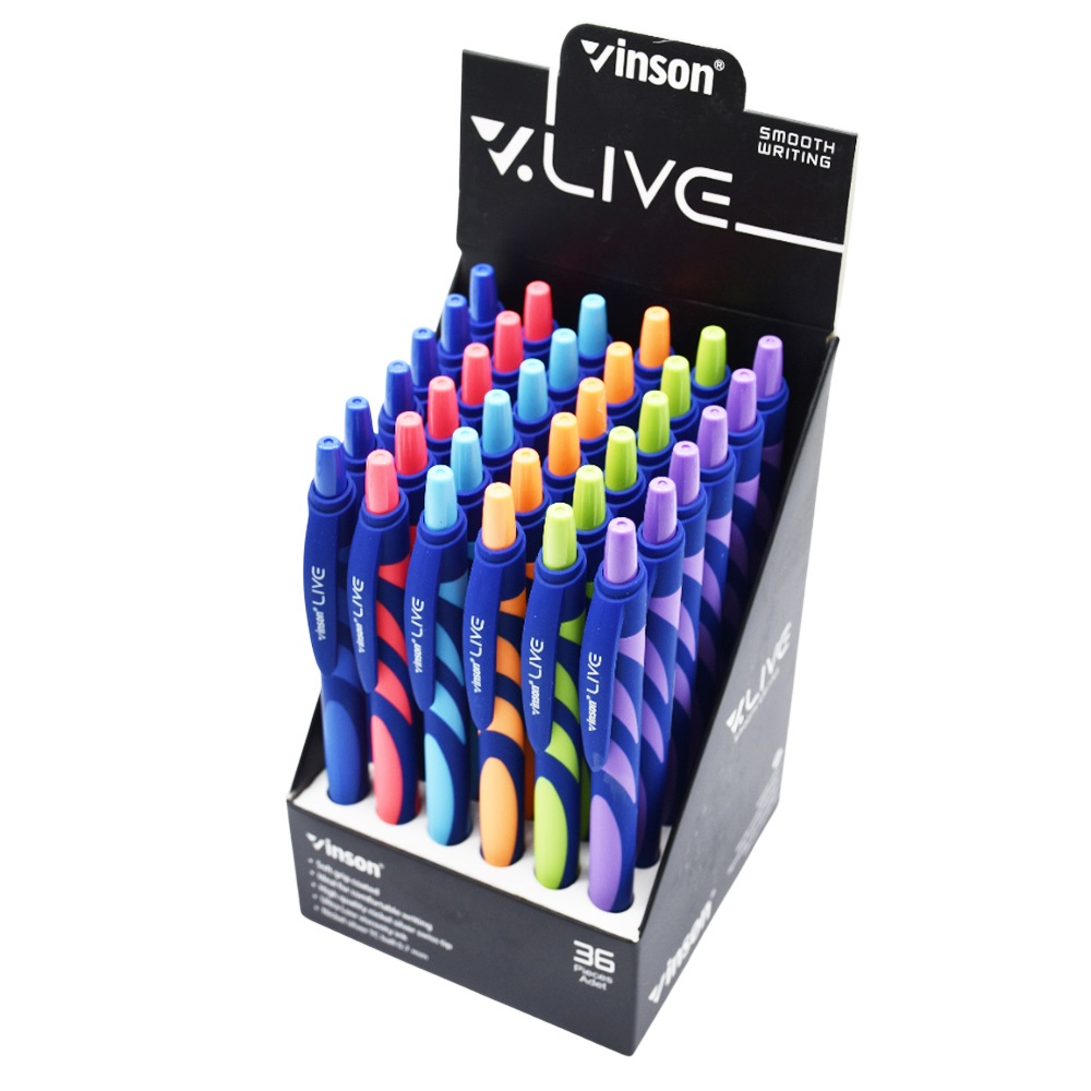 Golyóstoll nyomógombos gumírozott test Vinson Live F20 vegyes displ 36 db, írásszín kék - Image 2