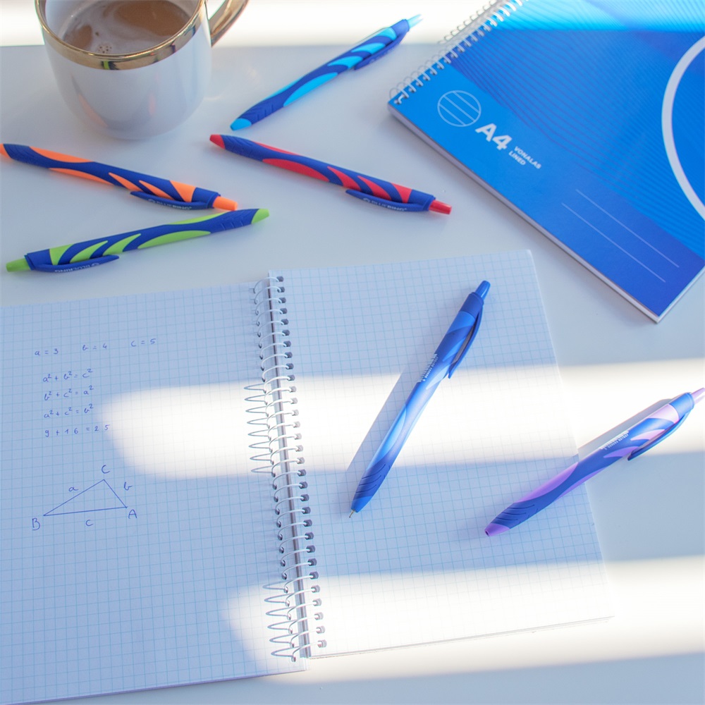 Golyóstoll nyomógombos gumírozott vegyes test, Bluering® F20, írásszín kék - Image 4