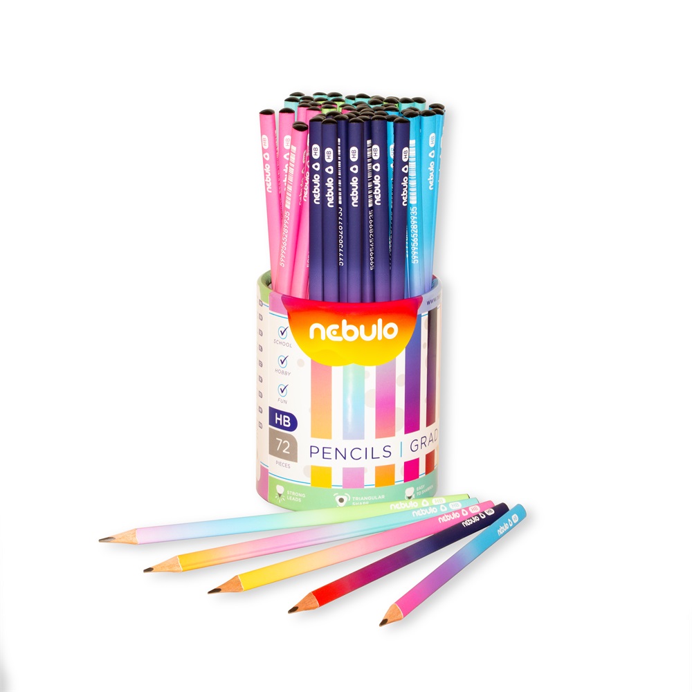 Grafitceruza HB, háromszögletű, 72 db/doboz, Nebulo, vegyes minták, Gradiens - Image 3