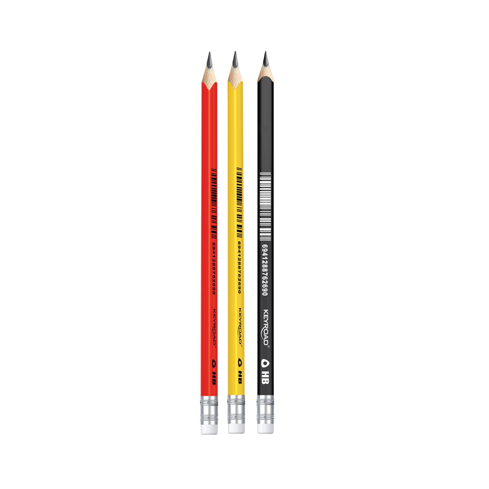Grafitceruza, HB, radíros, háromszögletű, 12 db/bliszter, Keyroad, vegyes színek - Image 2
