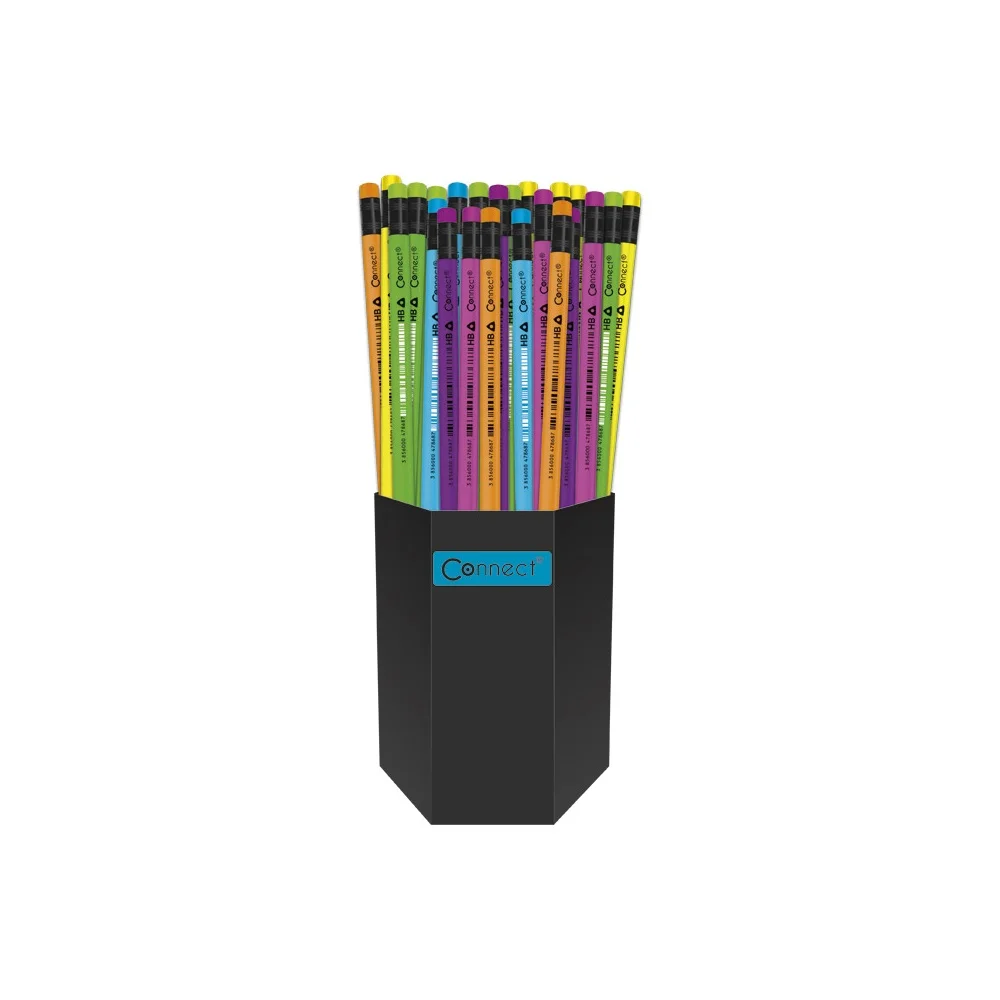 Grafitceruza HB, radíros, fluo színű test és radír, Connect 72 db/csomag, - Image 2