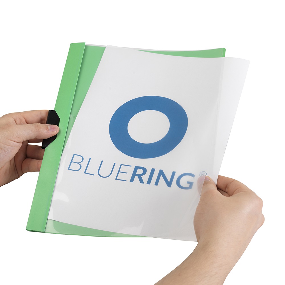 Gyorsfűző klip mappa A4, műanyag 30laphoz fém klippes Bluering® zöld - Image 3
