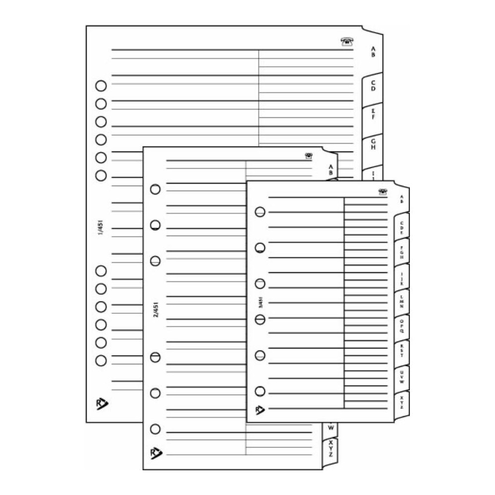 Gyűrűs kalendárium utántöltő csomag  2/451 fehér papíros telefon regiszter M mérethez Realsystem - Image 2