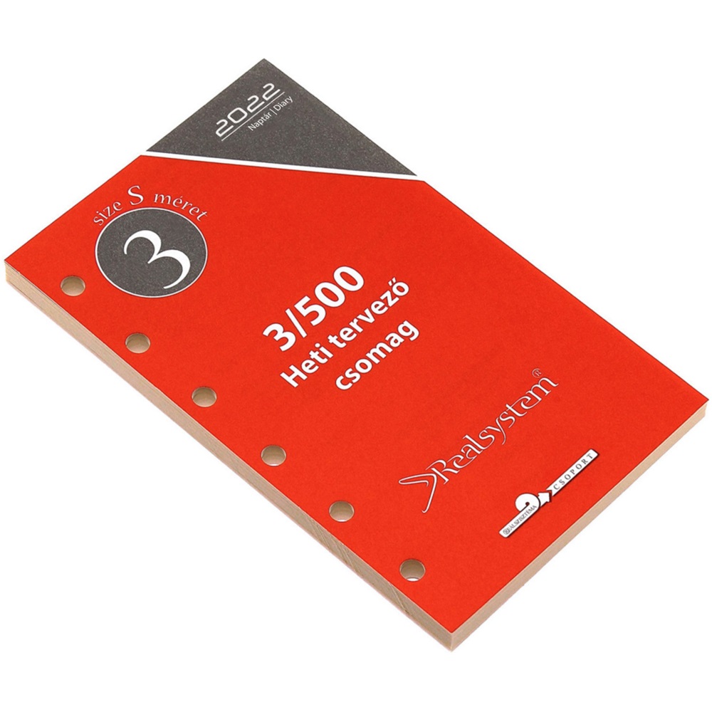 Gyűrűs kalendárium utántöltő csomag  3/500 sárga papíros éves, heti beosztású S mérethez Realsystem - Image 2
