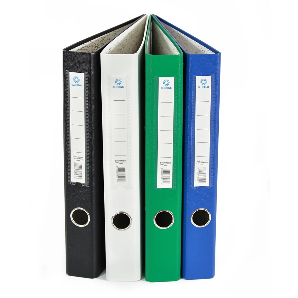 Gyűrűskönyv A4, 4,5cm, 4 gyűrűs PP/PP Bluering® Prémium fehér - Image 2