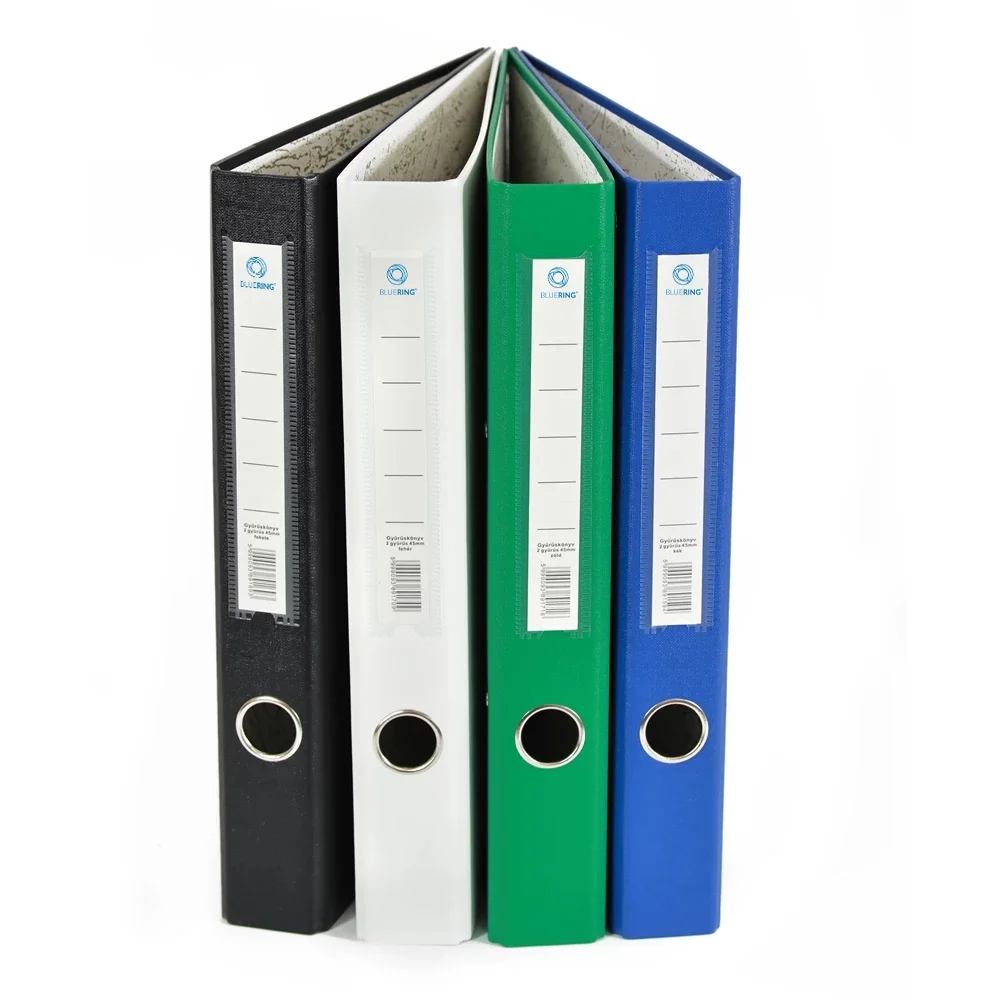 Gyűrűskönyv A4, 4,5cm, 4 gyűrűs PP/PP Bluering® Prémium fehér - Image 2