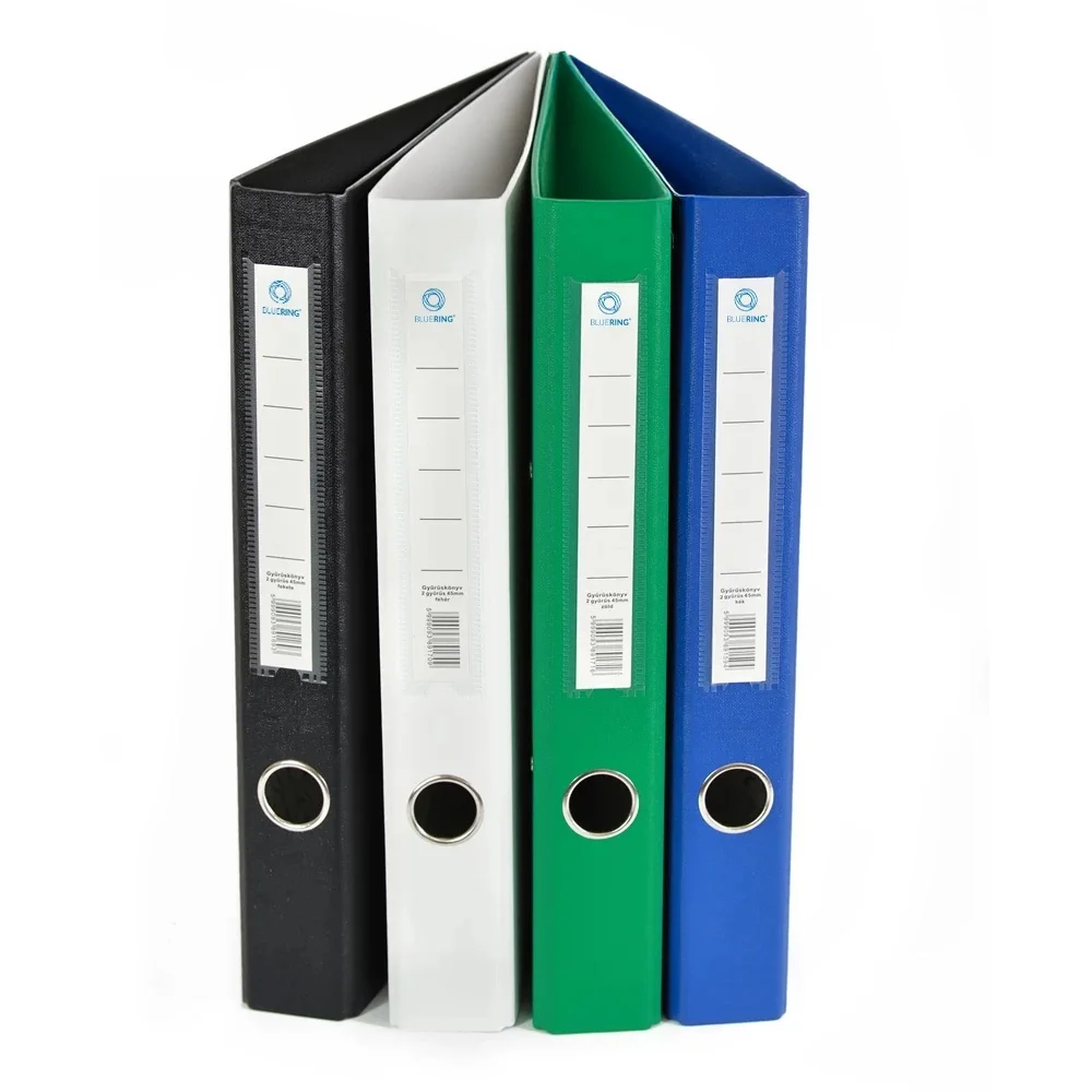 Gyűrűskönyv A4, 4,5cm, 4 gyűrűs PP/PP Bluering® Prémium fehér - Image 3