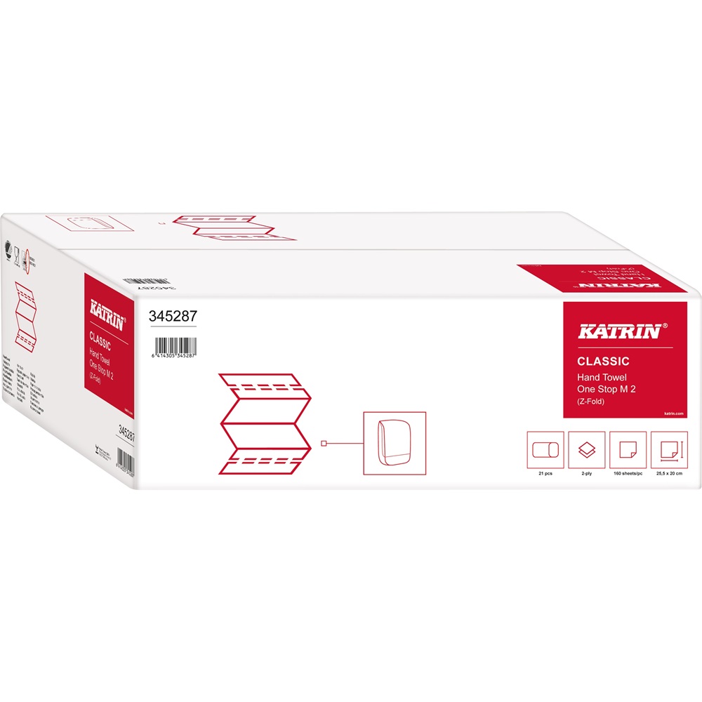 Kéztörlő 2 rétegű Z hajtogatású 160 lap/csomag 25 csomag/karton Classic None Stop M2 Katrin_34528 fehérített - Image 2
