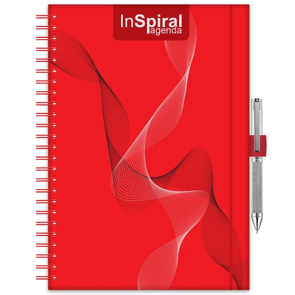 Határidőnapló InSpiral A5 heti, fehér lapokkal piros-piros Dayliner 2026.