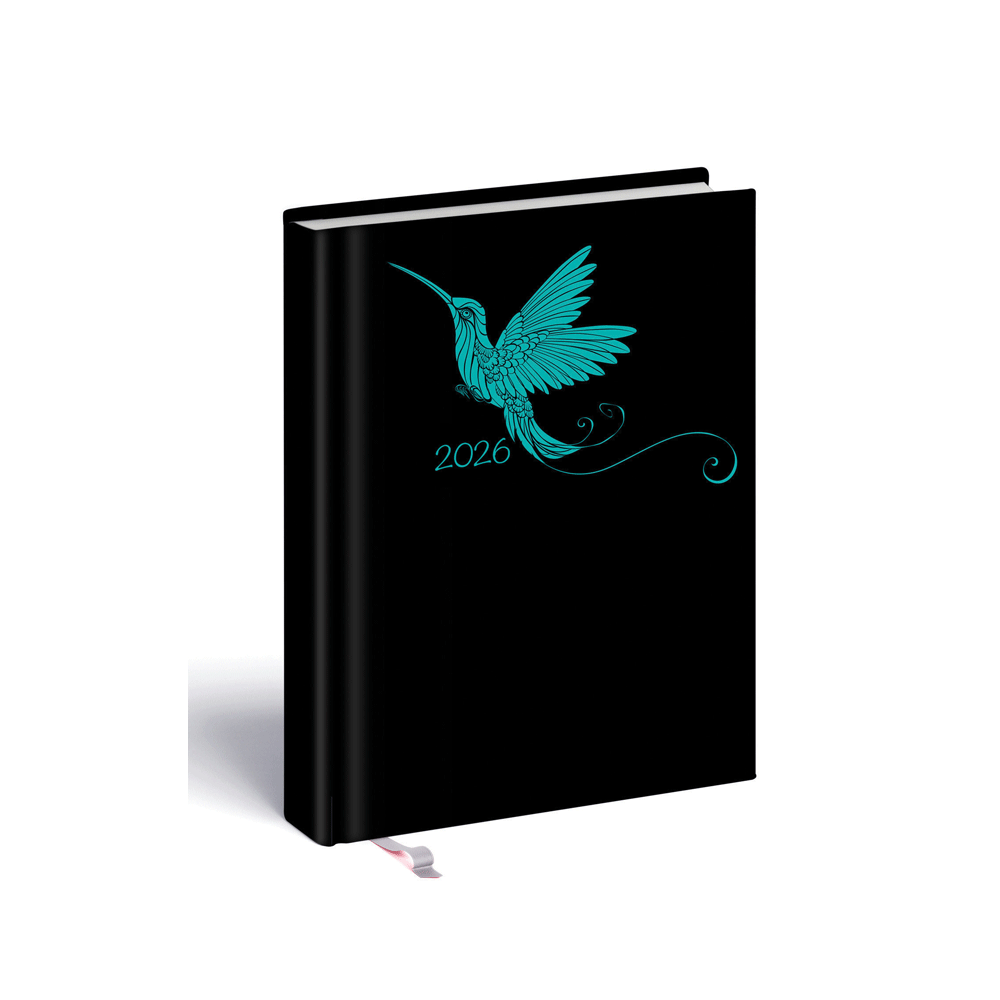 Határidőnapló Laser B/6, heti fehér lapokkal türkiz-kolibri mintával Realsystem 2026.