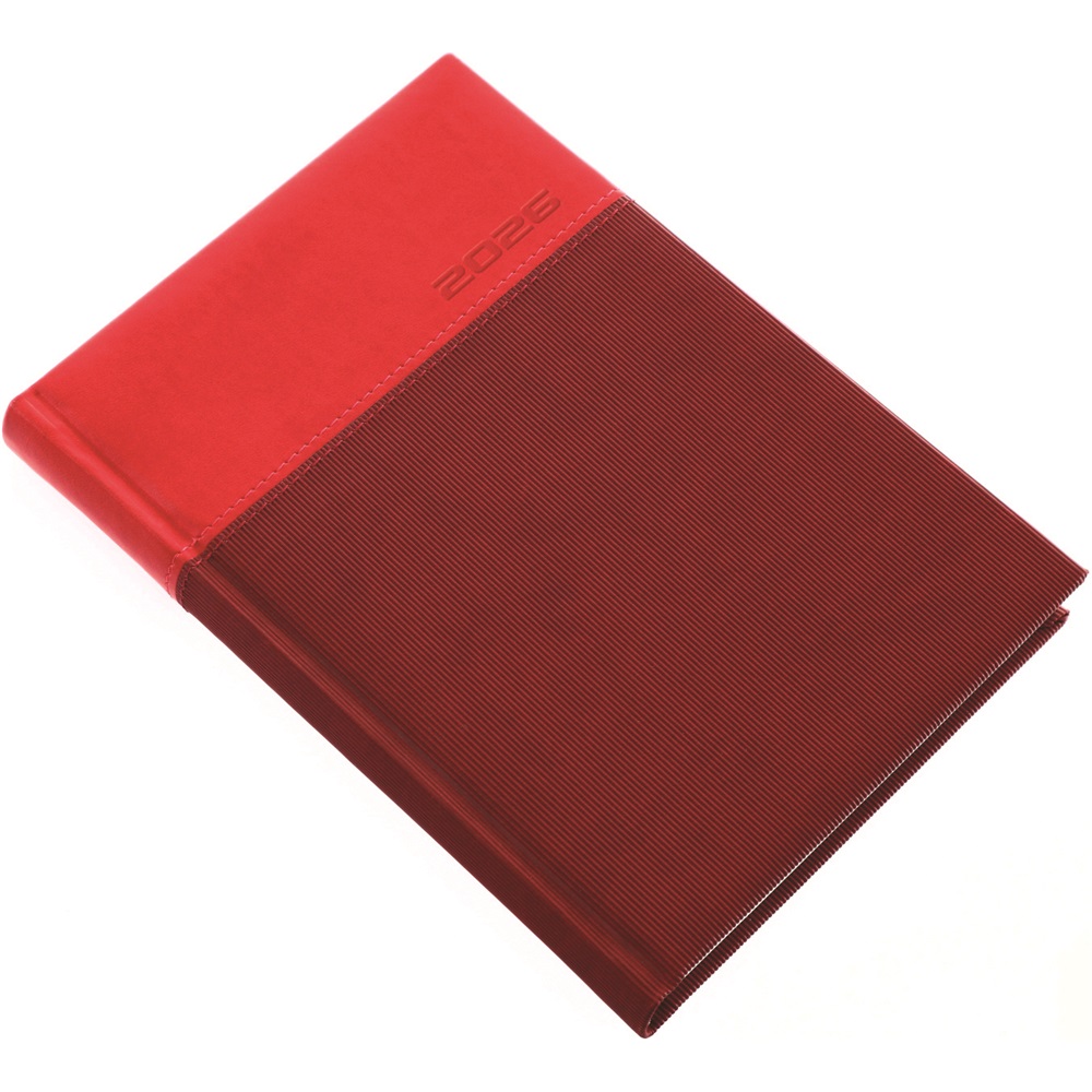 Határidőnapló Lux A/5, napi fehér lapokkal piros Realsystem 2026.