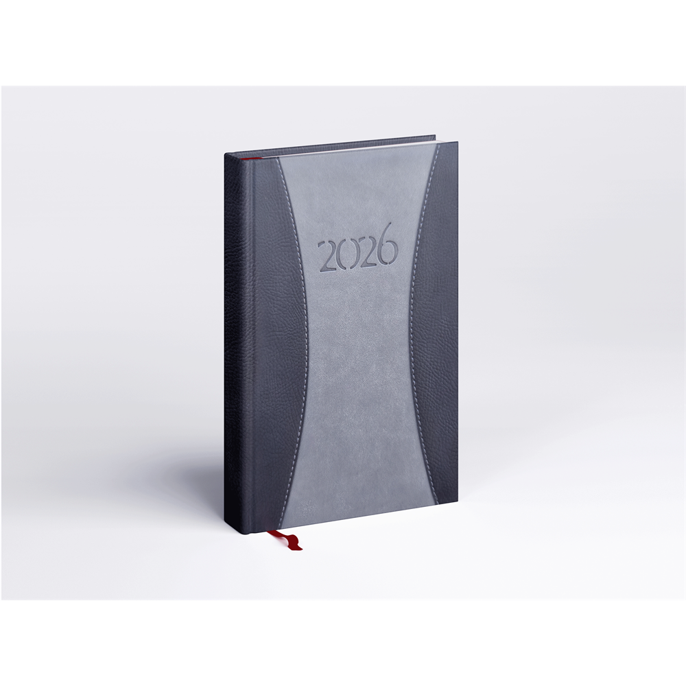 Határidőnapló Prémium A B/5, heti krémszínű lapokkal szürke Realsystem 2026.