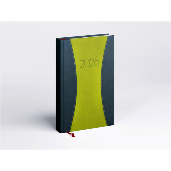 Határidőnapló Prémium A B/5, heti krémszínű lapokkal zöld Realsystem 2026.