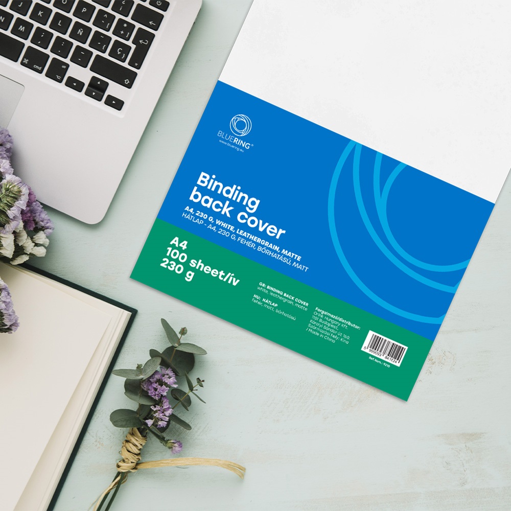Hátlap, A4, 230 g. bőrhatású 100 db/csomag, Bluering® fehér - Image 3