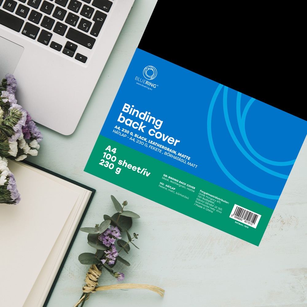 Hátlap, A4, 230 g. bőrhatású 100 db/csomag, Bluering® fekete - Image 3