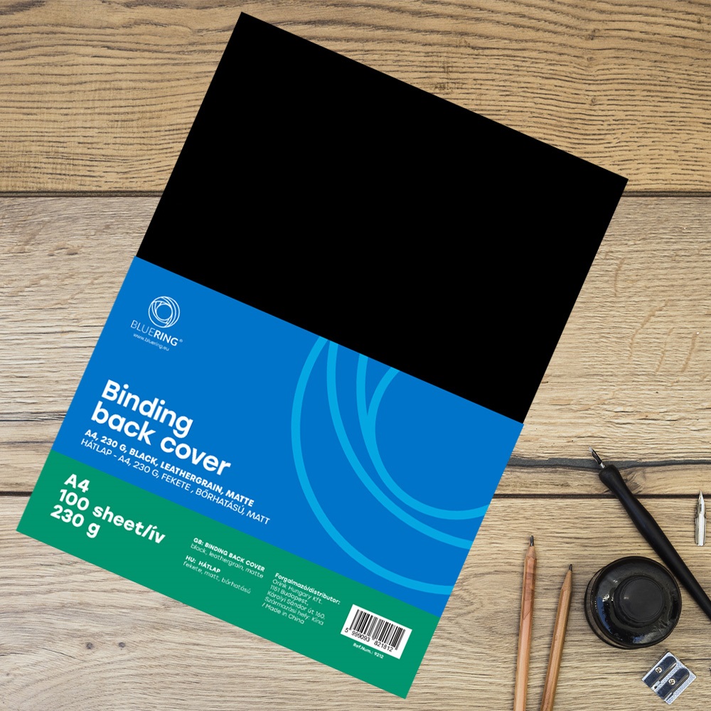 Hátlap, A4, 230 g. bőrhatású 100 db/csomag, Bluering® fekete - Image 4