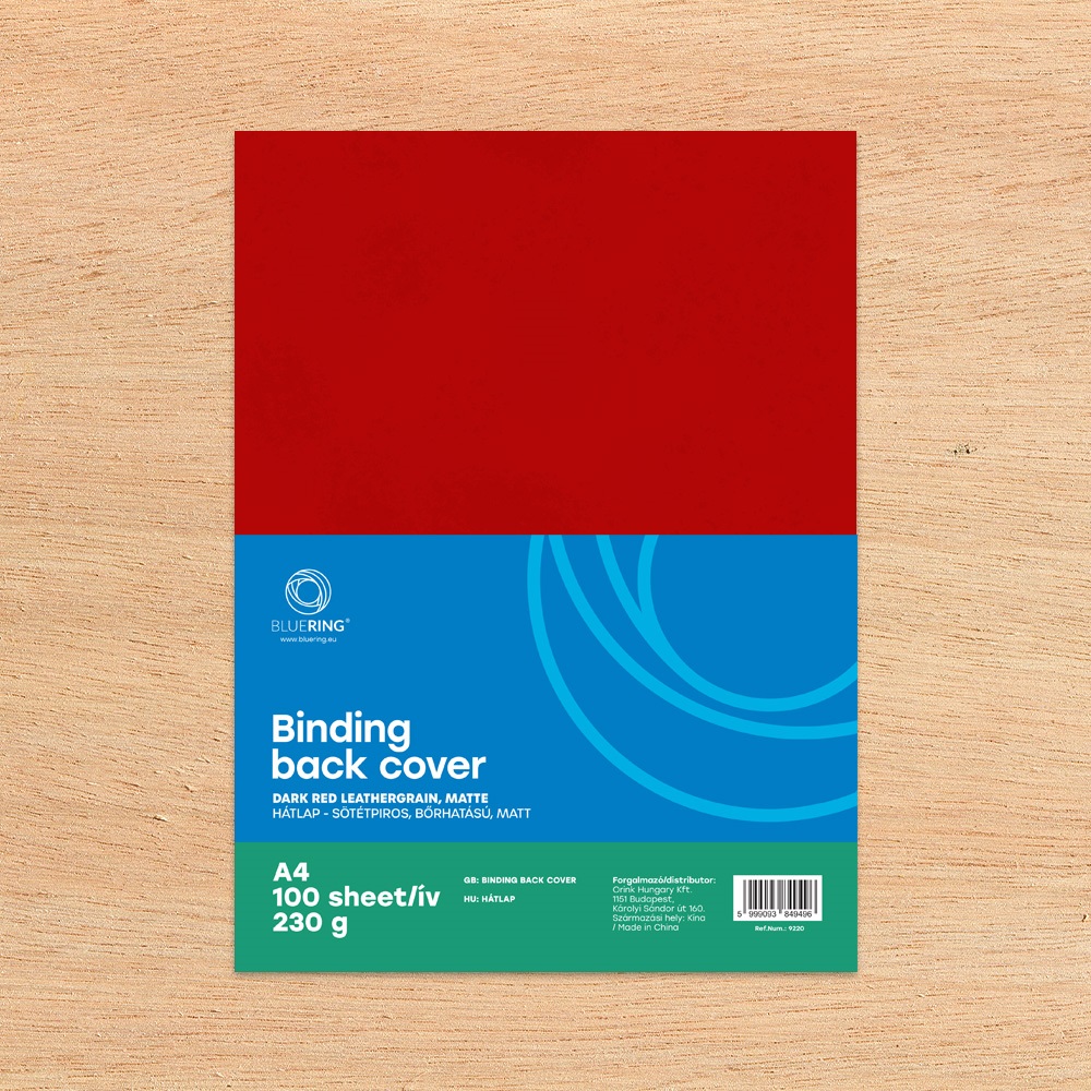 Hátlap, A4, 230 g. bőrhatású 100 db/csomag, Bluering® sötétpiros - Image 2