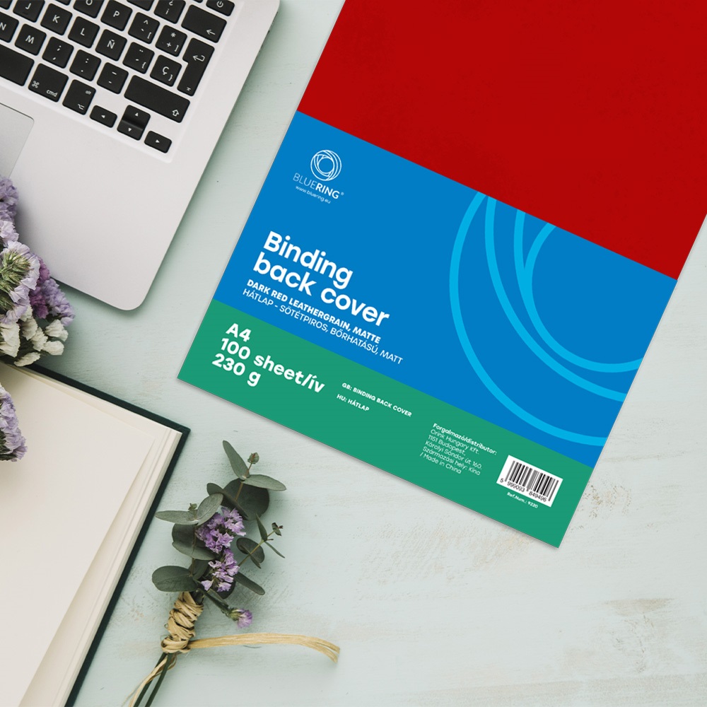 Hátlap, A4, 230 g. bőrhatású 100 db/csomag, Bluering® sötétpiros - Image 3