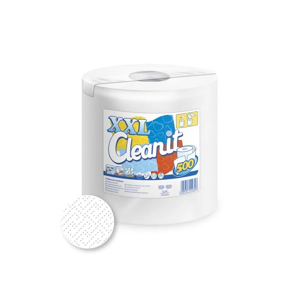 Háztartási papírtörlő kéztörlő 2 rétegű 500 lapos hófehér egyesével csomagolt Cleanit XXL 500 Lucart_852348IU