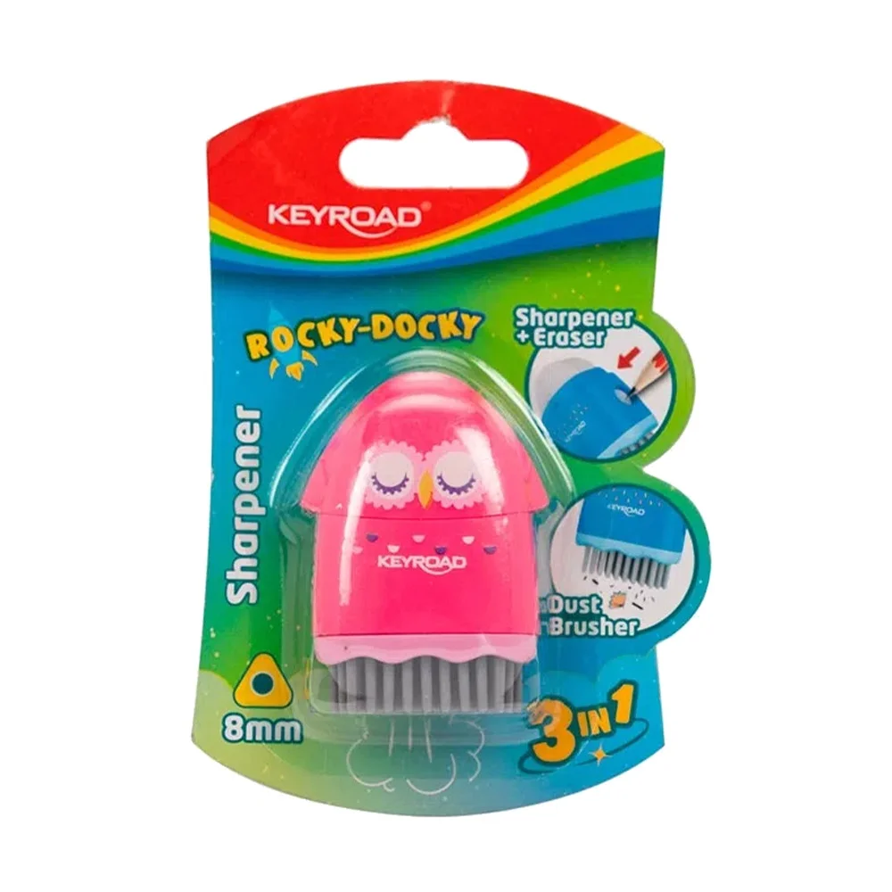 Hegyező 1 lyukú radírral és porkefével Keyroad Rocky Docky vegyes színek - Image 2