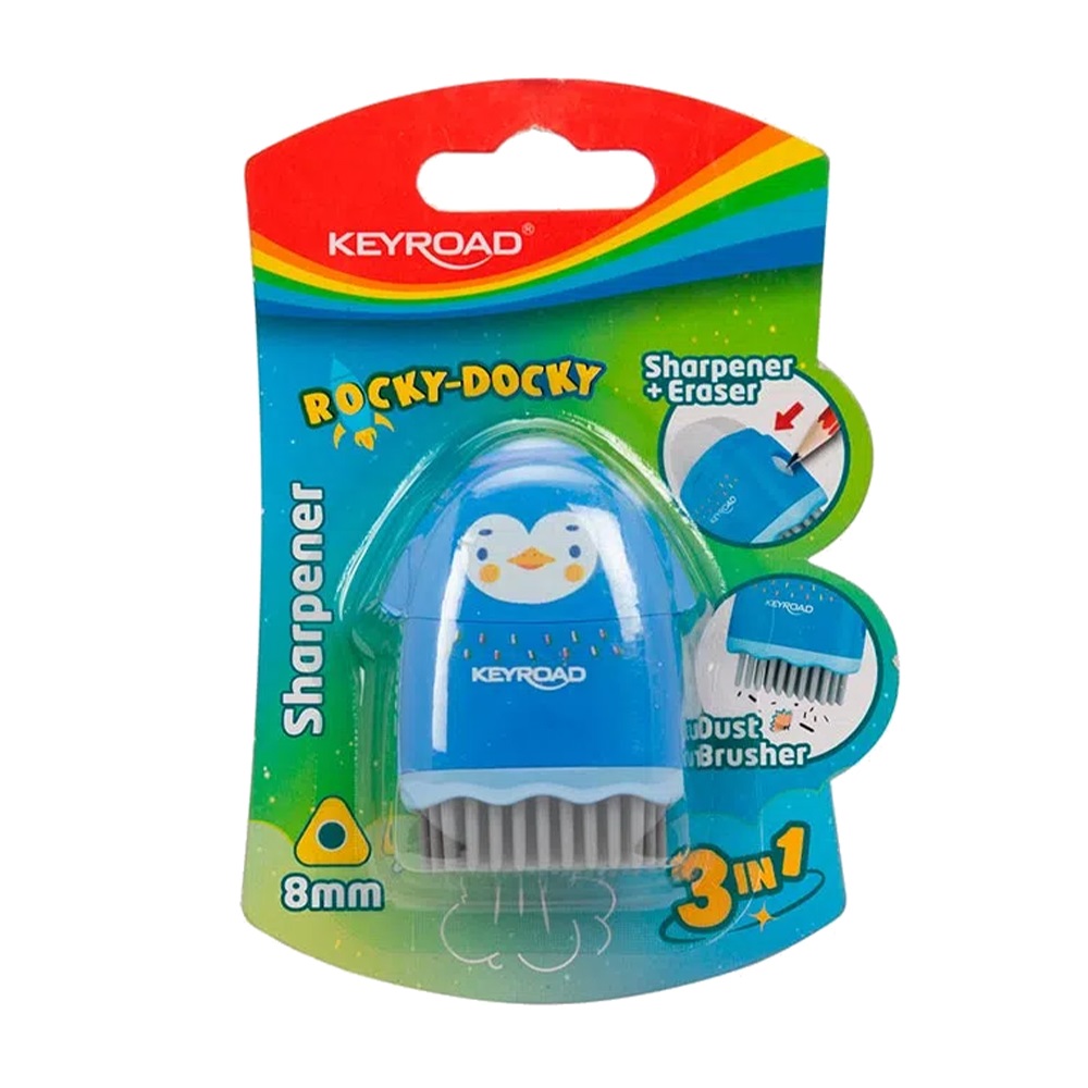 Hegyező 1 lyukú radírral és porkefével Keyroad Rocky Docky vegyes színek - Image 3