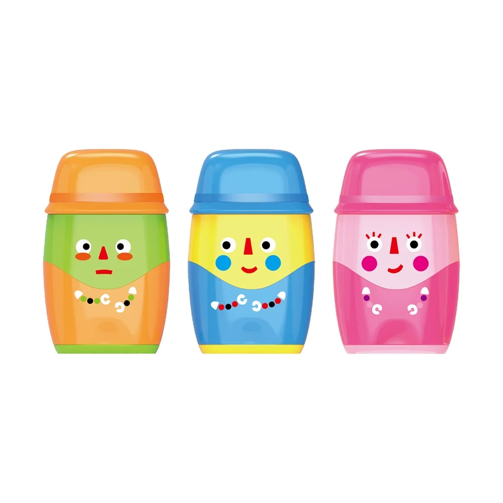 Hegyező, 2 lyukú, radírral, 1 db/bliszter, Keyroad 2in1, vegyes színek - Image 3