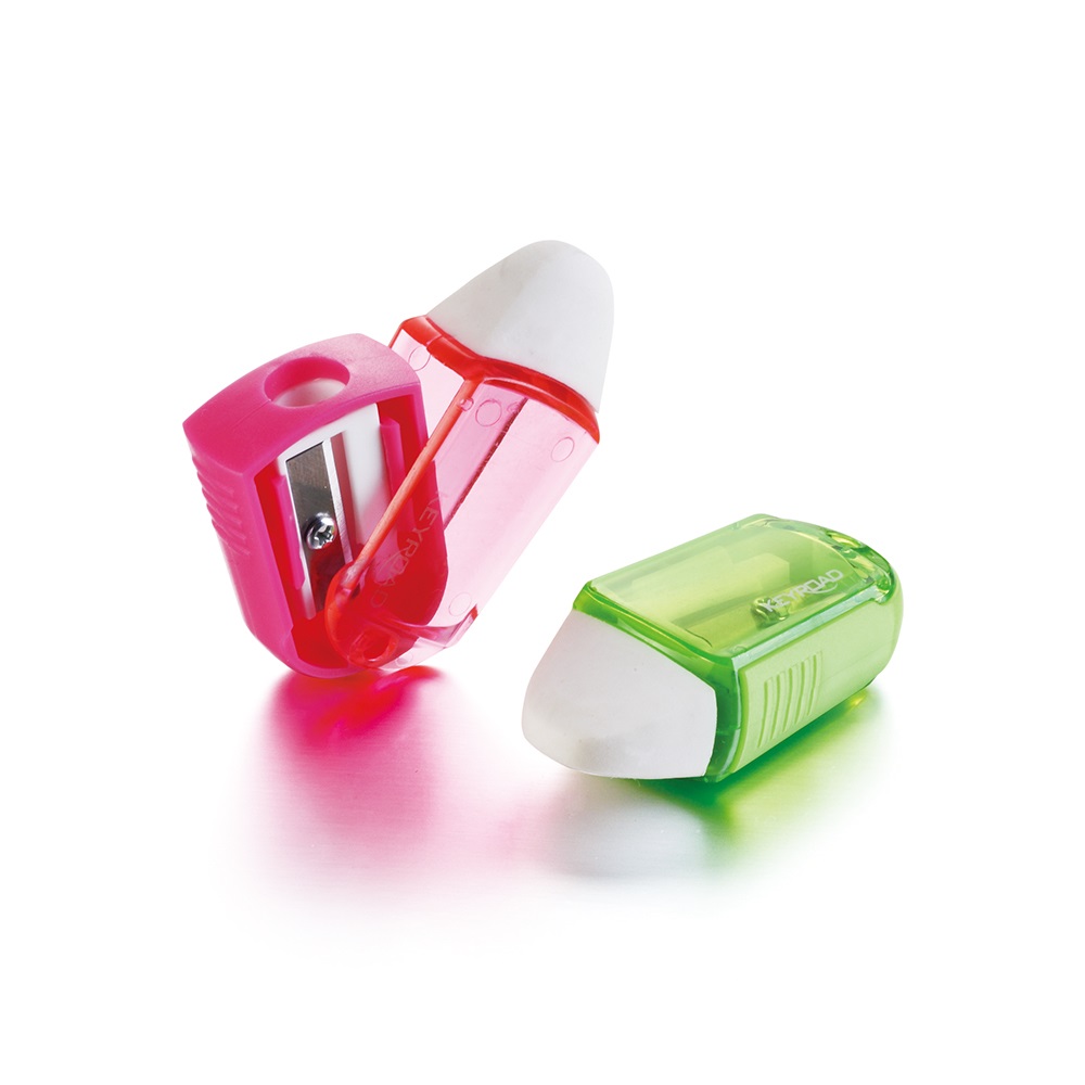 Hegyező, 1 lyukú, radírral, 24 db/display, Keyroad Twist, vegyes színek - Image 3