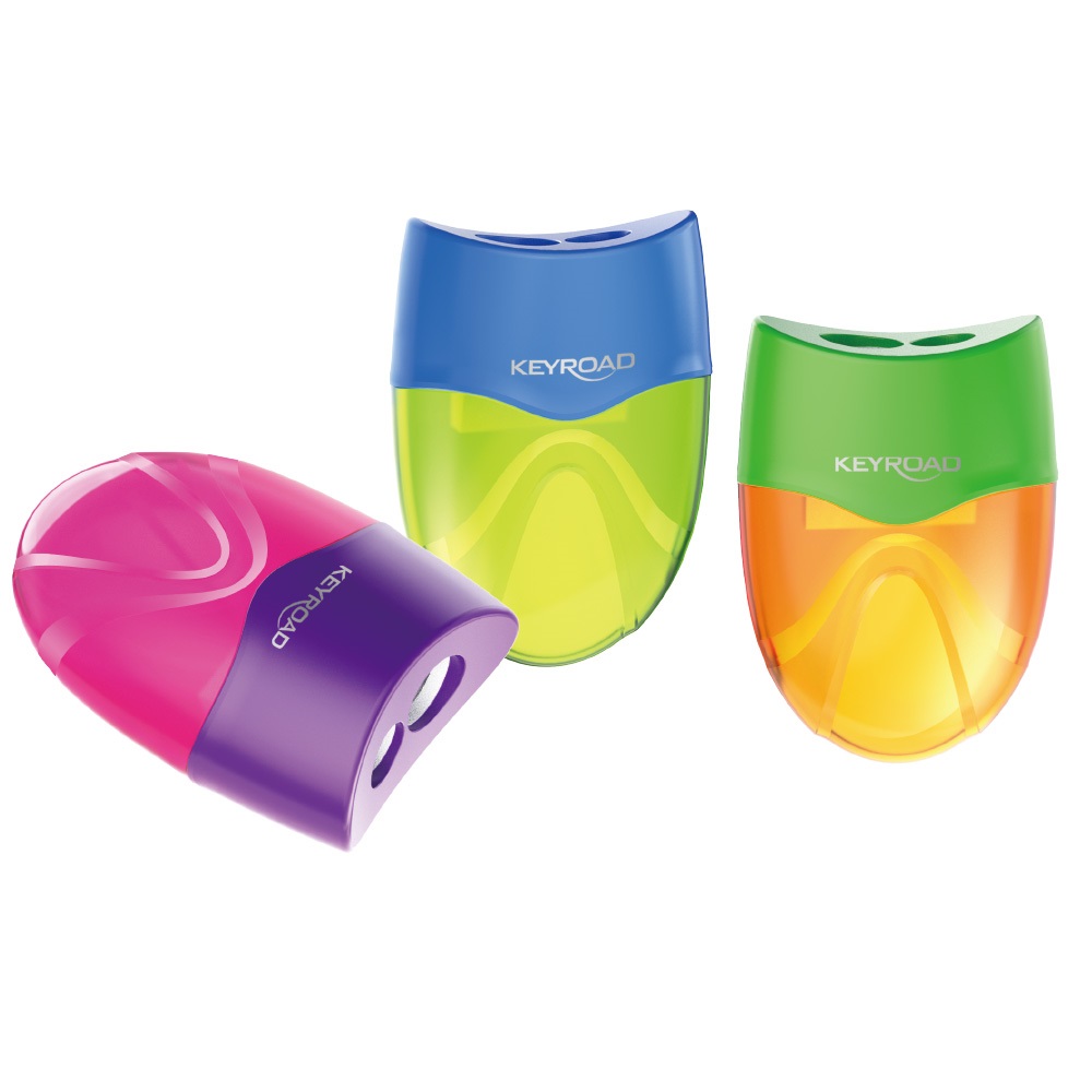 Hegyező 2 lyukú tartályos 12 db/display Keyroad Mellow vegyes színek - Image 2