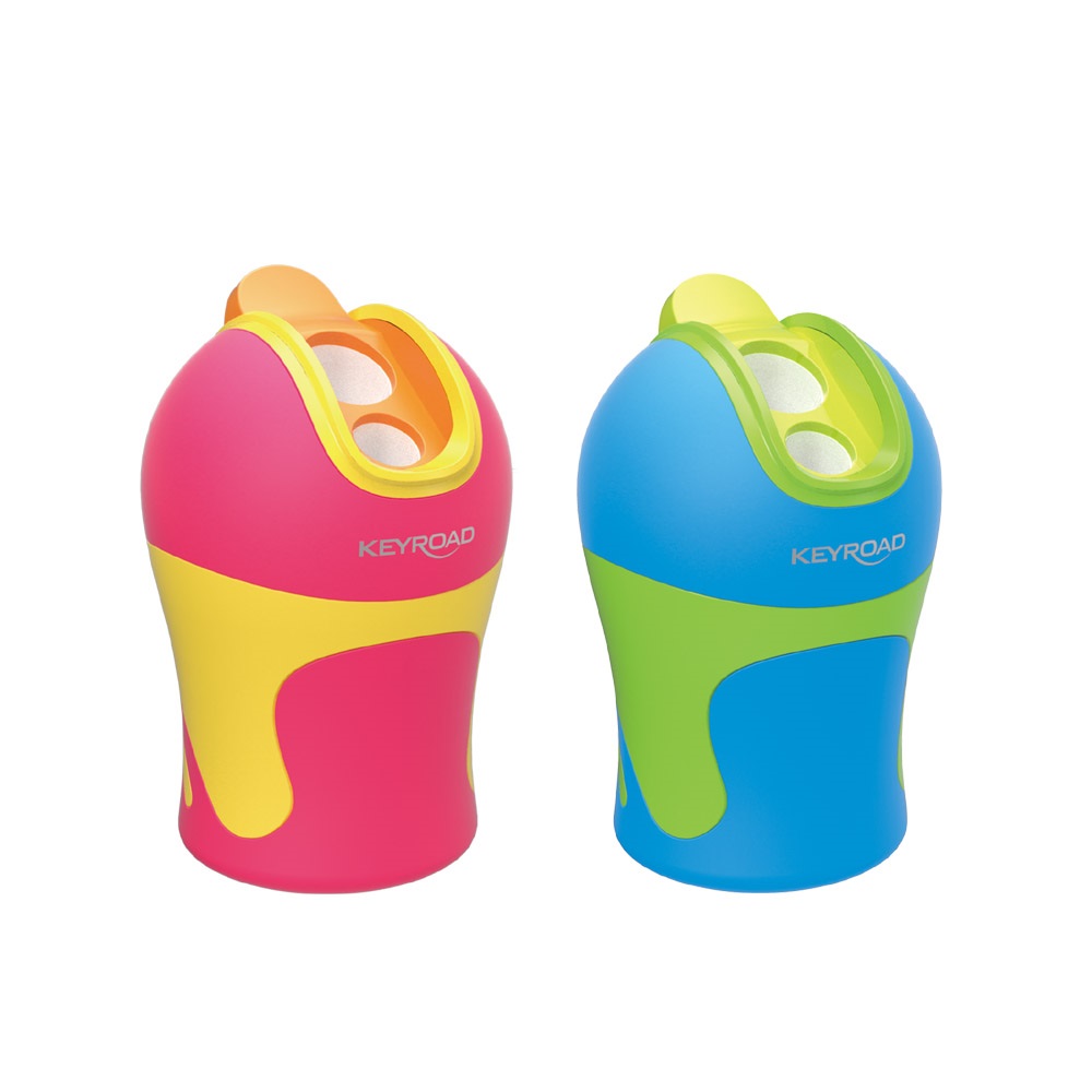 Hegyező 2 lyukú tartályos, fedeles, ceruzahegy gömbölyítő 12 db/display Keyroad Colour Special vegyes színek - Image 2