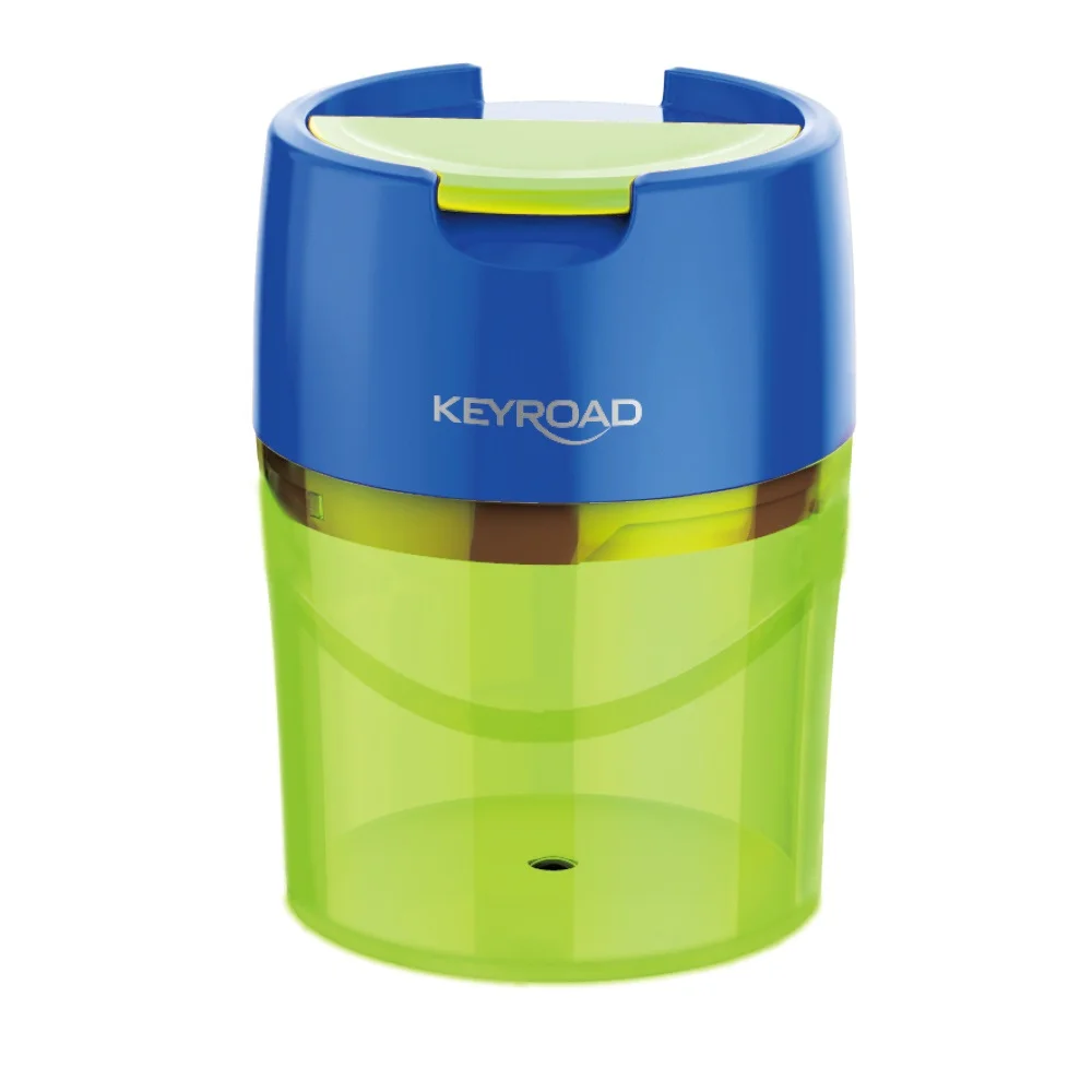Hegyező 2 lyukú tartályos, fedeles, fém belsővel 12 db/display Keyroad Robby vegyes színek - Image 3