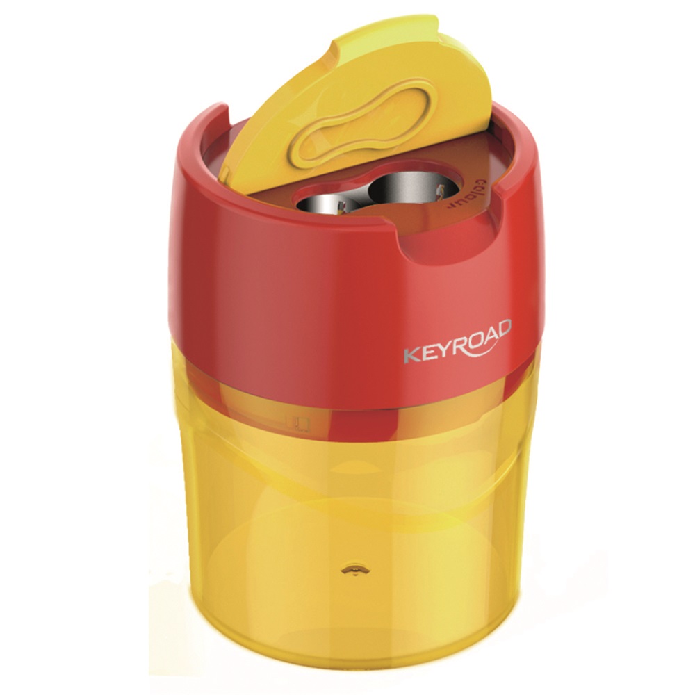 Hegyező 2 lyukú tartályos, fedeles, fém belsővel Keyroad Robby vegyes színek - Image 3