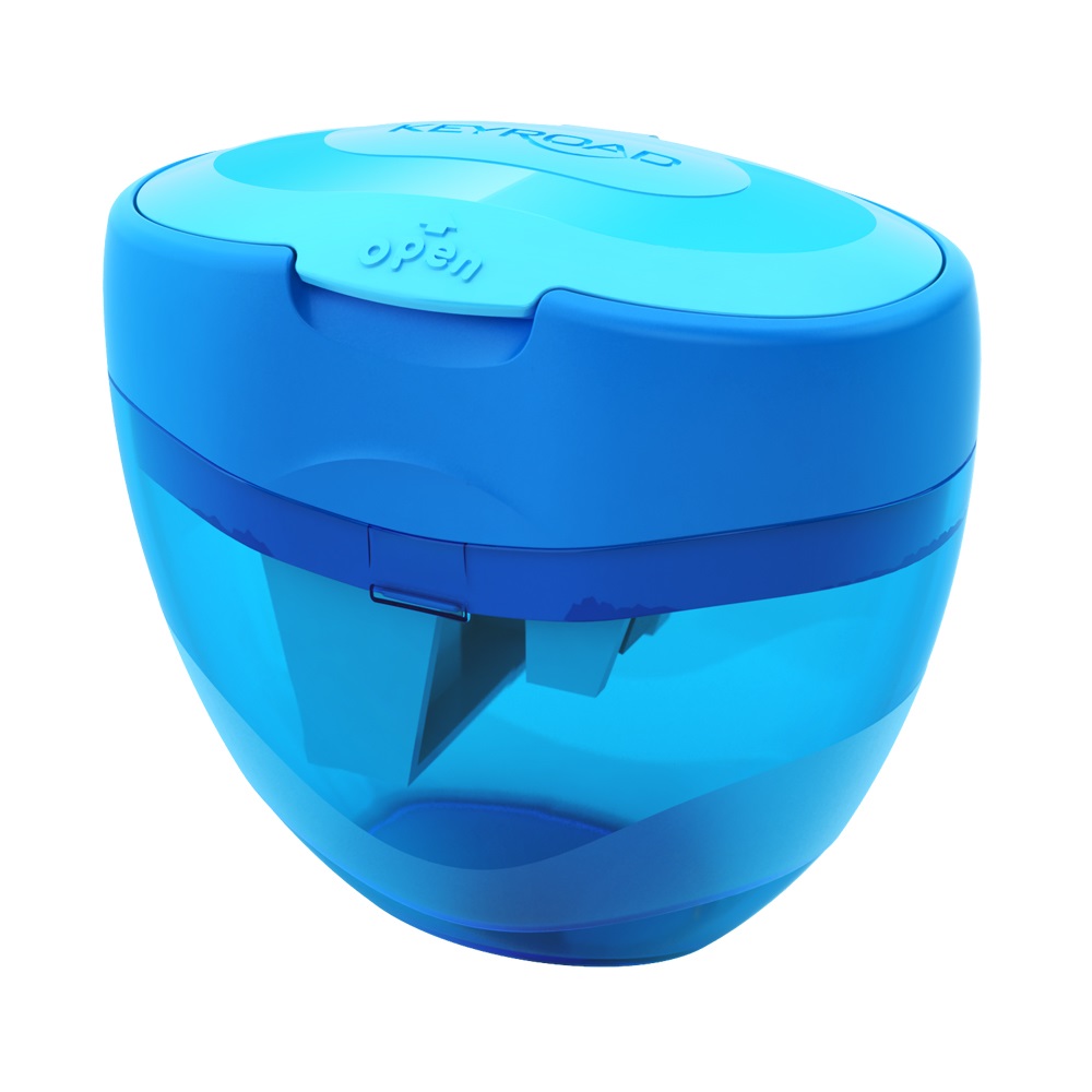 Hegyező 3 lyukú tartályos, fedeles 12 db/display Keyroad Tris vegyes színek - Image 2