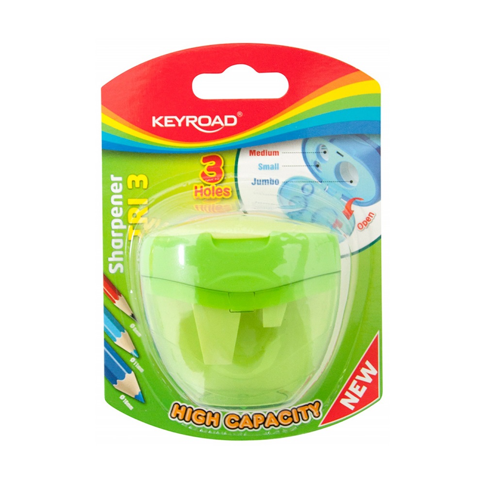 Hegyező 3 lyukú tartályos, fedeles Keyroad Tris vegyes színek - Image 3