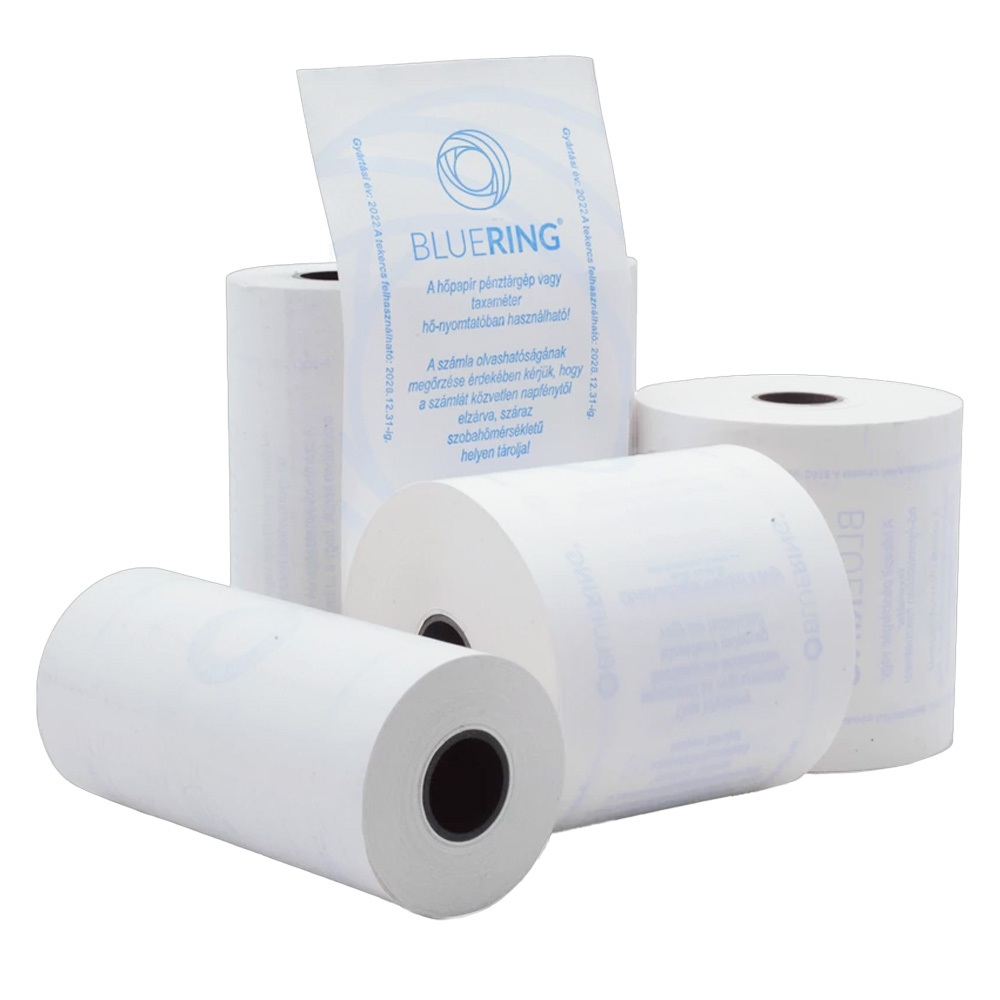 Hőpapír 57 mm széles, 9fm hosszú, cséve 12mm, 10 tekercs/csomag, ( 57/30 ) BPA mentes Bluering®