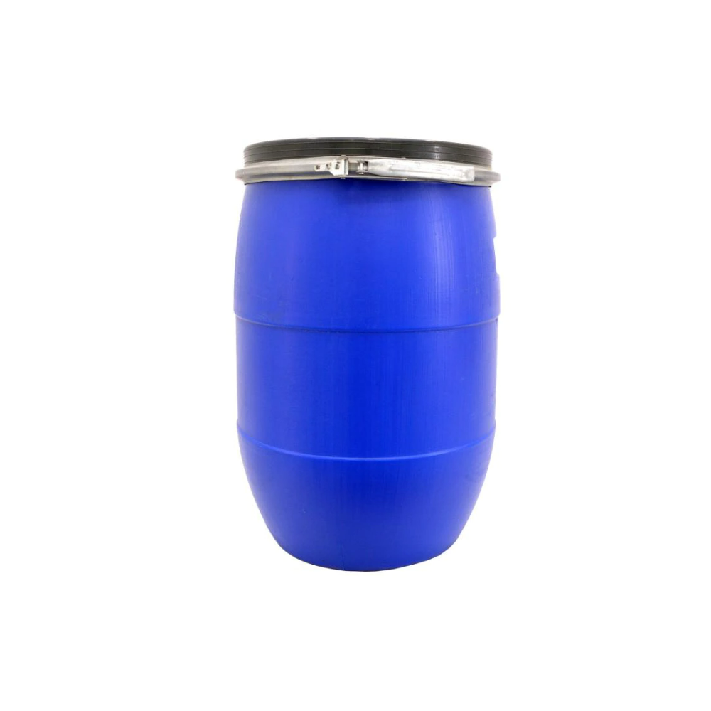 Hordó műanyag 220 literes kék fém csatos fémpánttal zárható tetővel BIDON