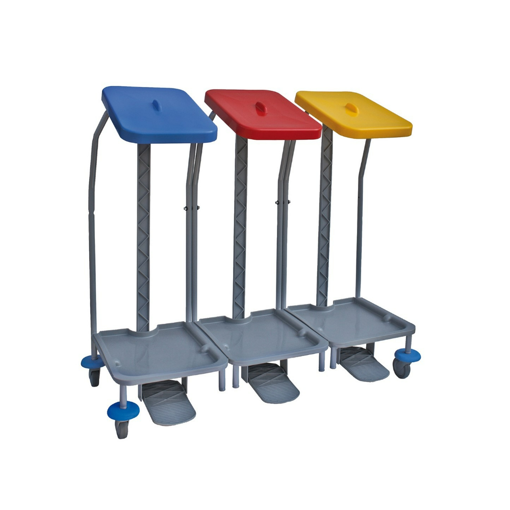 Hulladékgyűjtő kocsi 2 x 70 liter (kék és piros fedél) - Image 2