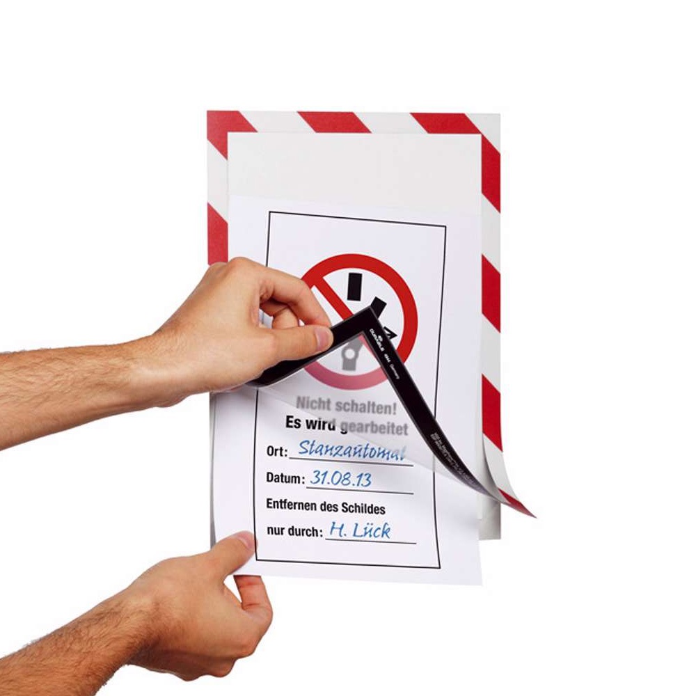 Infókeret A4, öntapadó mágneses záródás 2 db/csomag, Durable Duraframe® Security, piros/fehér - Image 2