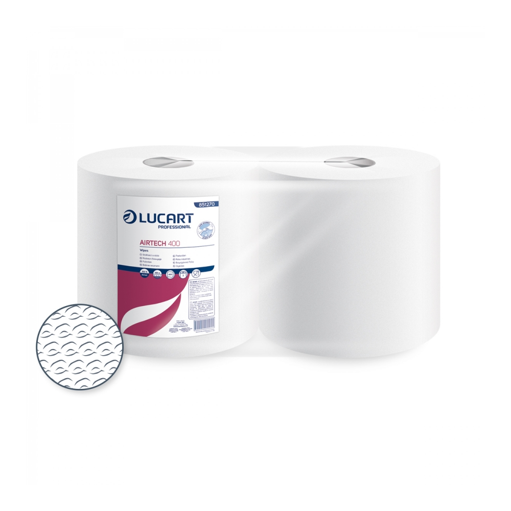Ipari törlő 1 rétegű átmérő: 21 cm hófehér 400 lap/tekercs 2 tekercs/karton Texicell Power 400 - 50 Gsm Lucart