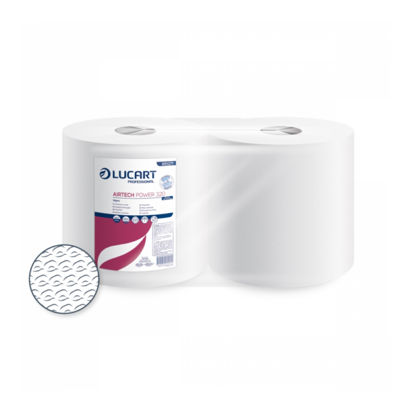 Ipari törlő 1 rétegű átmérő: 28 cm hófehér 320 lap/tekercs 2 tekercs/karton Texicell Power 320 - 80 Gsm Lucart_851271