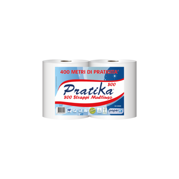 Ipari törlő 2 rétegű tekercses átmérő: 26 cm 800 lap/tek 2 tekercs/karton Paperdi Pratika 800_BI8S800