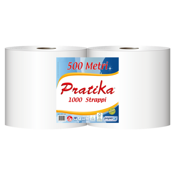 Ipari törlő 2 rétegű tekercses átmérő: 29 cm 1000 lap/tek 2 tekercs/karton Paperdi Pratika 1000_BI8S1000