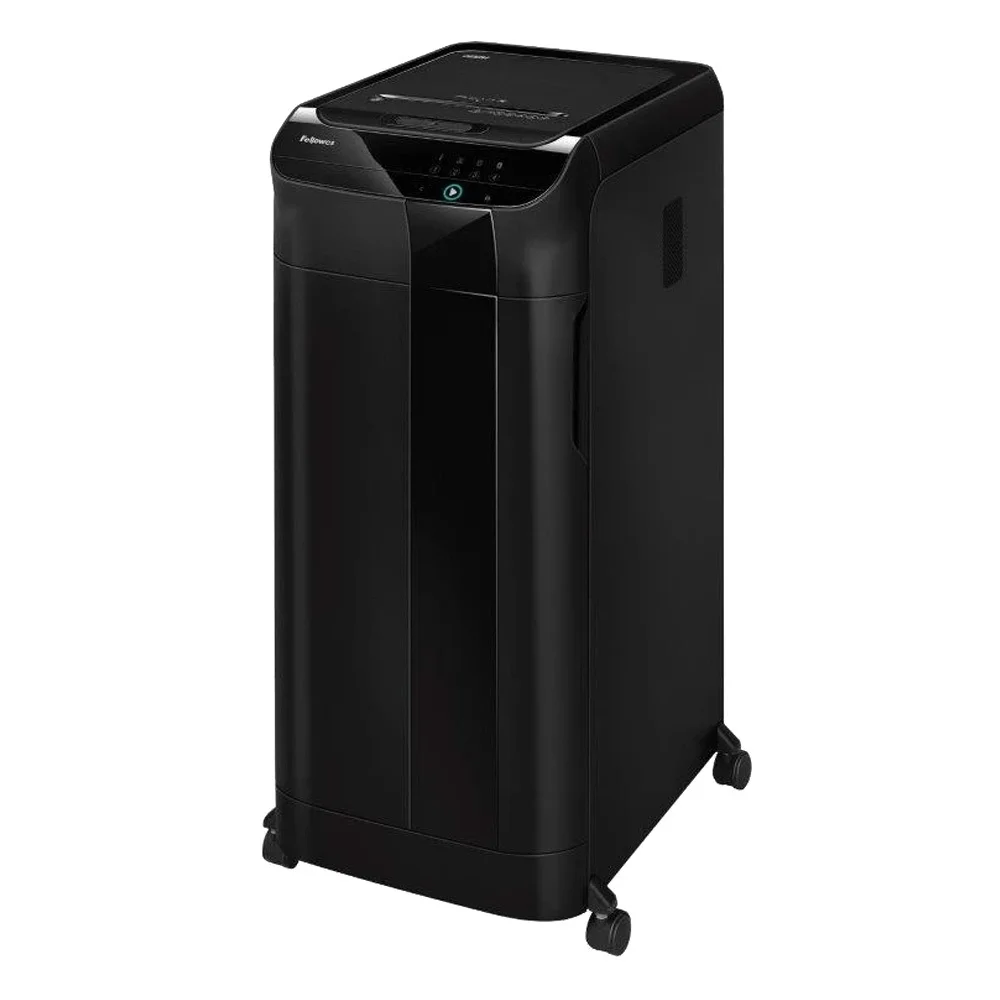 Iratmegsemmisítő, 600lap, mikrokonfetti vágás 2x12mm, Fellowes® AutoMax 600M, fekete