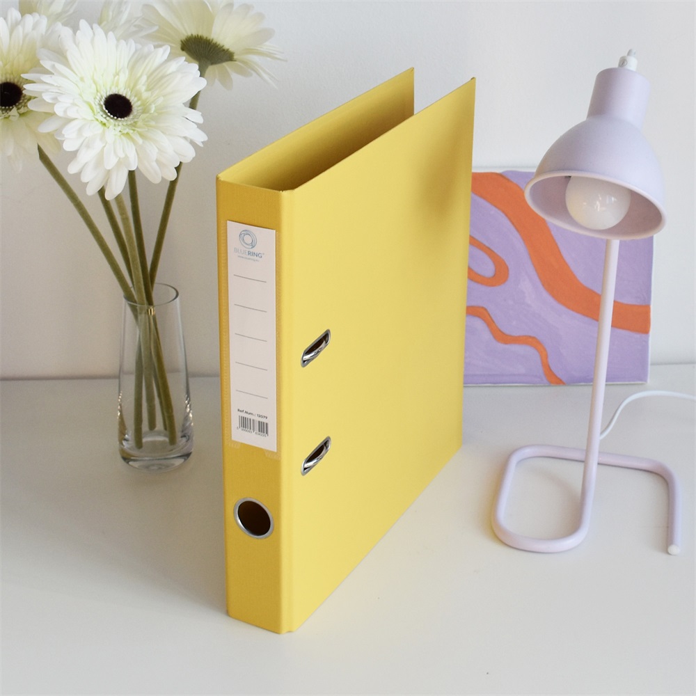Iratrendező A4, 5cm, két oldalt PP borítás,lapraszerelt, Bluering® Premium sárga - Image 3