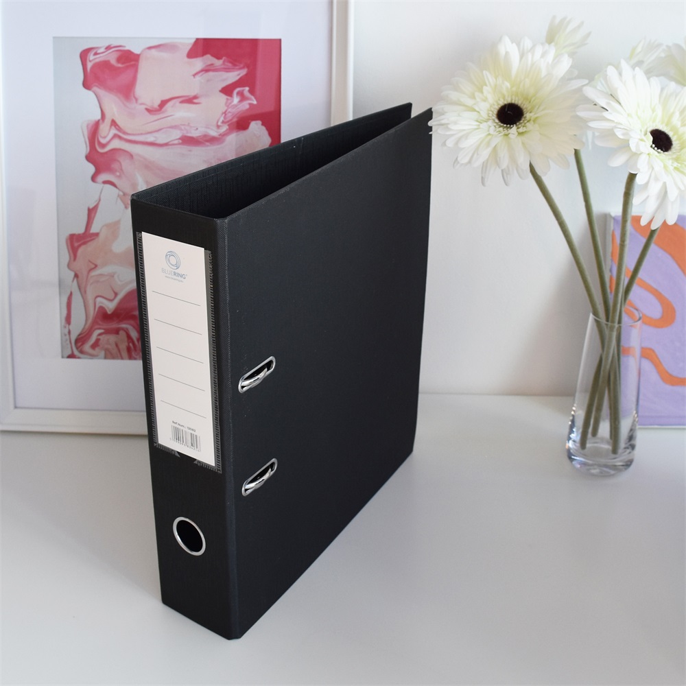 Iratrendező A4, 7,5cm, két oldalt PP borítás,lapraszerelt, Bluering® Premium fekete - Image 3